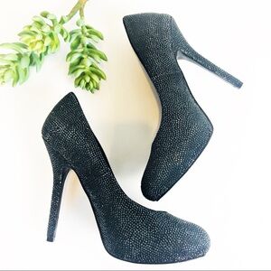 2/$30 Nina New York Black Sequin Platform Heels 6.5M